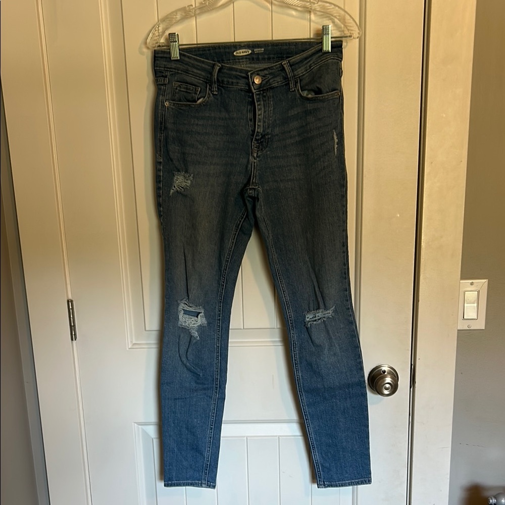 Old Navy Blue Skinny Jeans with Distressed Knees